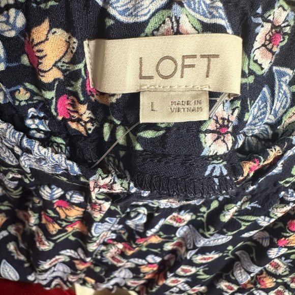 Loft Floral Navy hi low ruffle Skirt L - Picture 7 of 11